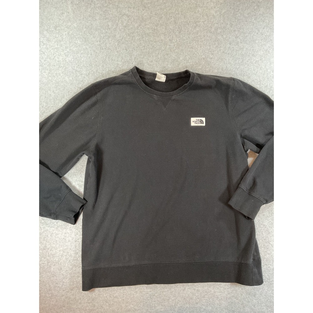The North Face Mens Black Crewneck Sweatshirt Box Logo Fleece Pullover XL #427